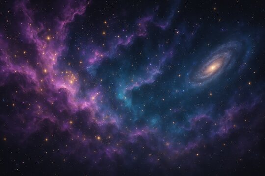 Ethereal Cosmic Nebula with Swirling Galaxy Patterns and Stellar Birth Regions in Deep Space