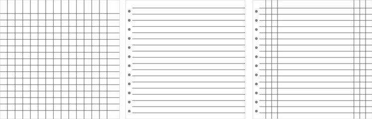 Obraz premium Set of notebook paper patterns vector isolated on transparent background