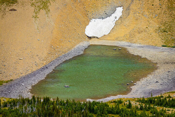 Glacier lakes on Siyeh Pass Trail in Glacier National Park