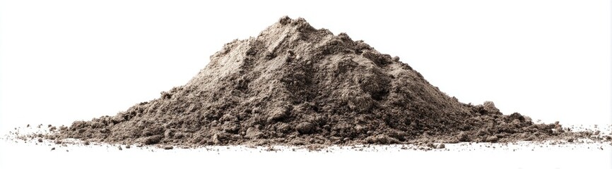 Pile of dark gray earth material against white background