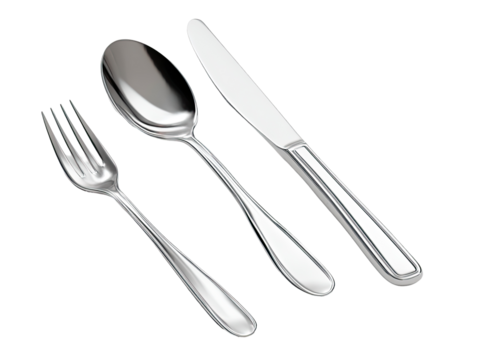 A 3D rendering of a cutlery set