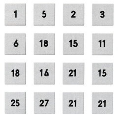 Grid of numbered squares