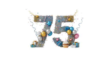 Festive 75th Anniversary Decoration with Balloons