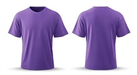 Lavender-purple t-shirt mockups, front and back views