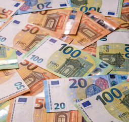 Cash money, euro paper banknotes for business transactions, financial background. Euro banknotes