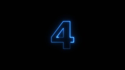 Neon business 4 number icon illustration background. Countdown number icon illustration.