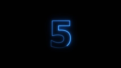 Neon business 5 number icon illustration background. Countdown number icon illustration.