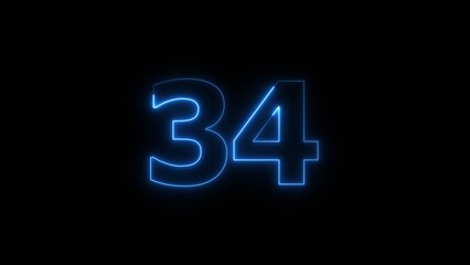 Neon business 34 number icon illustration background. Countdown number icon illustration.