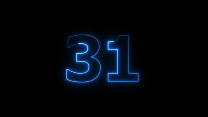 Neon business 31 number icon illustration background. Countdown number icon illustration.