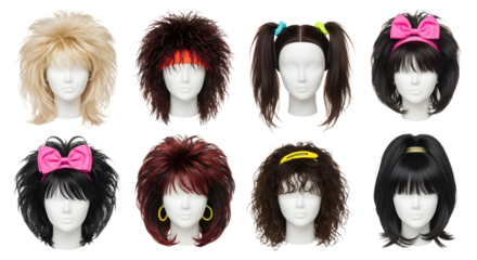 Eighties Hairstyles on Mannequin Heads