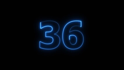 Neon business 36 number icon illustration background. Countdown number icon illustration.