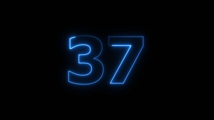 Neon business 37 number icon illustration background. Countdown number icon illustration.