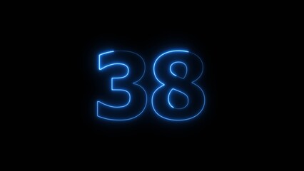 Neon business 38 number icon illustration background. Countdown number icon illustration.