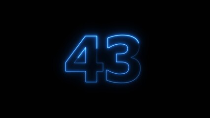 Neon business 43 number icon illustration background. Countdown number icon illustration.