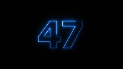 Neon business 47 number icon illustration background. Countdown number icon illustration.