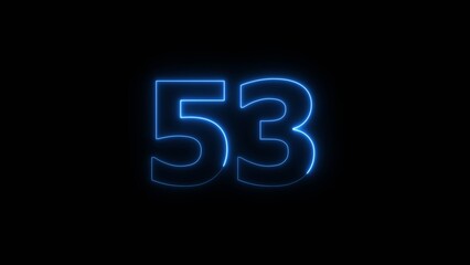 Neon business 53 number icon illustration background. Countdown number icon illustration.