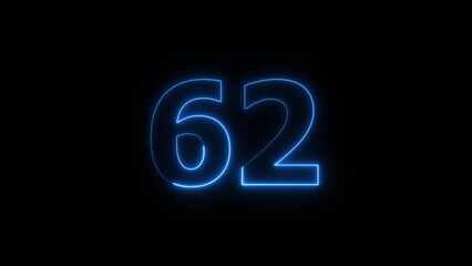 Neon business 62 number icon illustration background. Countdown number icon illustration.