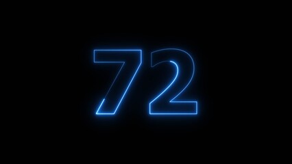 Neon business 72 number icon illustration background. Countdown number icon illustration.