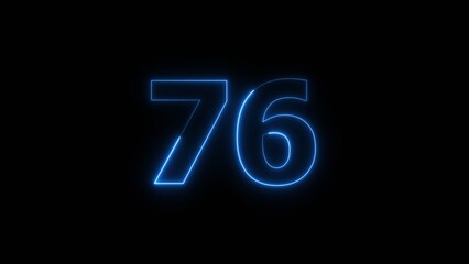 Neon business 76 number icon illustration background. Countdown number icon illustration.