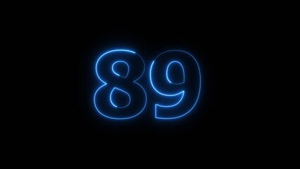 Neon business 89 number icon illustration background. Countdown number icon illustration.