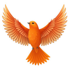 Obraz premium Vibrant Orange Bird Flying with Wings Spread Isolated PNG