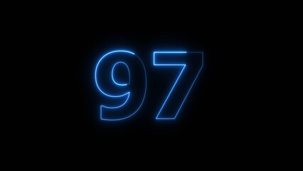 Neon business 97 number icon illustration background. Countdown number icon illustration.