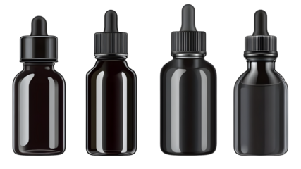 Dropping essential oils in black glass bottles studio environment high-quality images