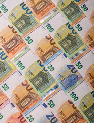 Cash money, euro paper banknotes for business transactions, financial background. Euro banknotes
