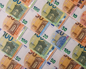 Cash money, euro paper banknotes for business transactions, financial background. Euro banknotes