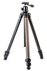 Professional photography camera tripod with adjustable legs isolated with transparent background