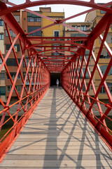 Gerona, Spain - August 18, 2025: iron bridge or the old fishmongers