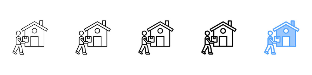 Home Delivery Icon Different Style Outline Collection Set 
