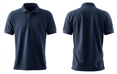 Dark navy polo shirt, front and back views (11)