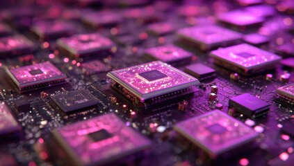 Close-up of illuminated circuit boards