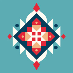 Vintage holiday Christmas card design with a stylized colorful tree and house vector illustration