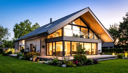 Modern House at Dusk