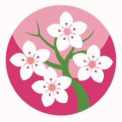 Pink floral vector pattern with butterflies and spring blossoms on a delicate pink background