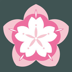 Pink flower vector illustration on white background