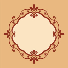 Decorative vector floral frame with ornate gold heart and flower ornaments for a vintage wedding invitation card design