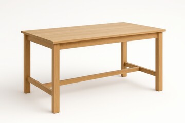 Fototapeta premium Minimalist Scandinavian wooden side table with clean lines isolated on white background