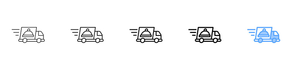 Food Delivery Icon Different Style Outline Collection Set 
