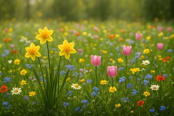 Vibrant Wildflower Meadow in Full Bloom