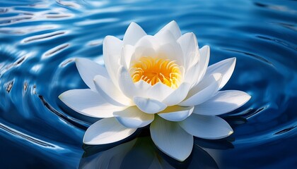 white lotus flower blue water tranquil peaceful wellness reflection nature calm