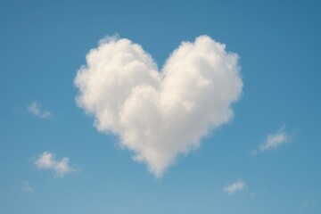 Pink heart-shaped cloud formation floating in bright blue sky symbolizing love and romance