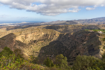 Obraz premium View of the seaside landscape. Pico de Bandama and Caldera on Gran Canaria in Spain