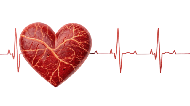 red heart and heartbeat isolated on transparent background - Powered by Adobe