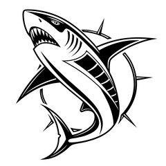 Aggressive shark with sharp teeth illustration