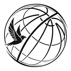 Naklejka premium Basketball with dove of peace
