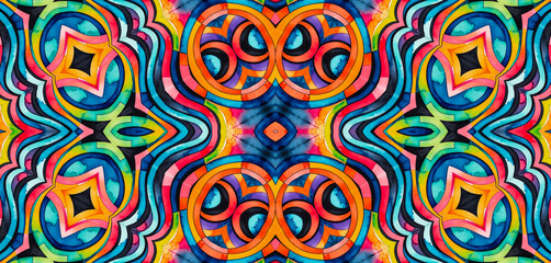 Bright multicolor background with colorful abstract kaleidoscopic pattern