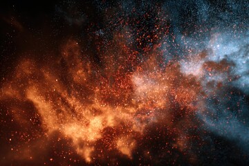 Abstract fiery and icy cosmic nebula